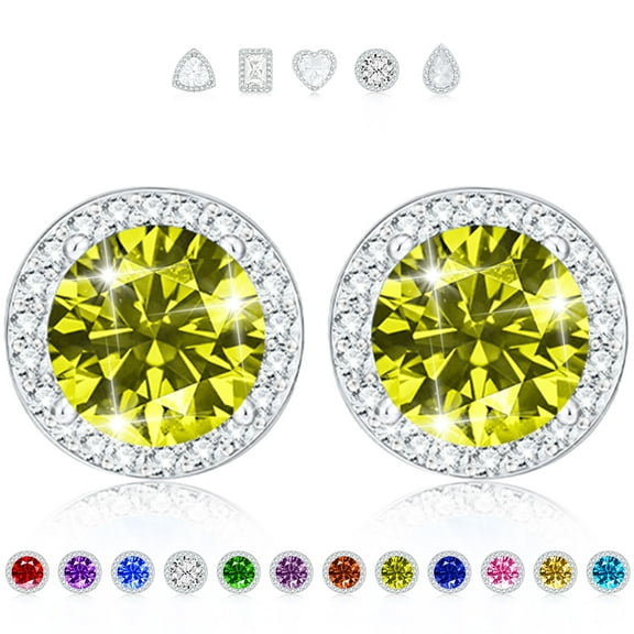 APSVO Stud Earrings for Women Girls Hypoallergenic Post CZ S925 Sterling Silver August Birthstone Earrings with Peridot Birthday Valentines Day Jewelry Gifts Teen Girlfriend Wife Her Kids Ideas