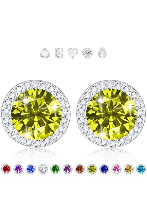 Stud Earrings for Women Girls Hypoallergenic CZ S925 Sterling Silver Post August Birthstone Earrings with Peridot Birthday Graduation Jewelry Gifts Teen Her Mom Girlfriend Kids