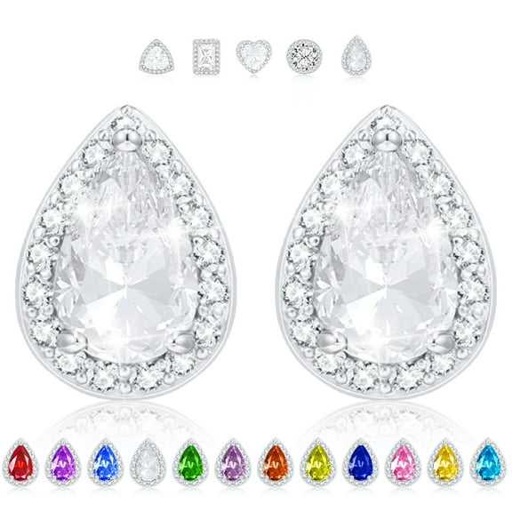 APSVO Teardrop Stud Earrings for Women Girls Hypoallergenic Post CZ S925 Sterling Silver April Birthstone Earrings Birthday Valentines Day Jewelry Gifts Teen Girlfriend Wife Her Kids Age Ideas