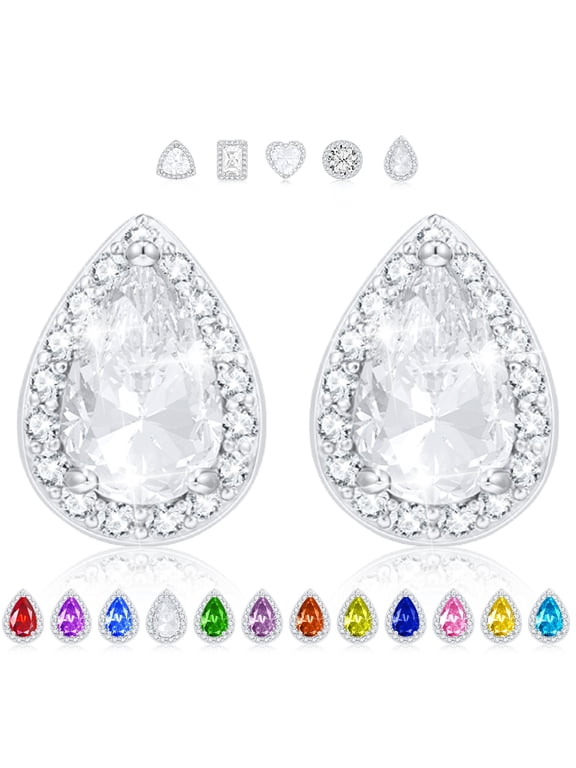 Teardrop Stud Earrings for Women Girls Hypoallergenic CZ S925 Sterling Silver Post April Birthstone Earrings Birthday Graduation Jewelry Gifts Teen Her Mom Girlfriend Kids Age