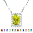 thumbnail image 1 of APSVO S925 Sterling Silver Plated Rectangle Necklaces for Women Girls CZ August Birthstone Pendant with Peridot Birthday Graduation Mothers Day Jewelry Gifts Teen Her Mom Adults Lady Girlfriend Kids, 1 of 9