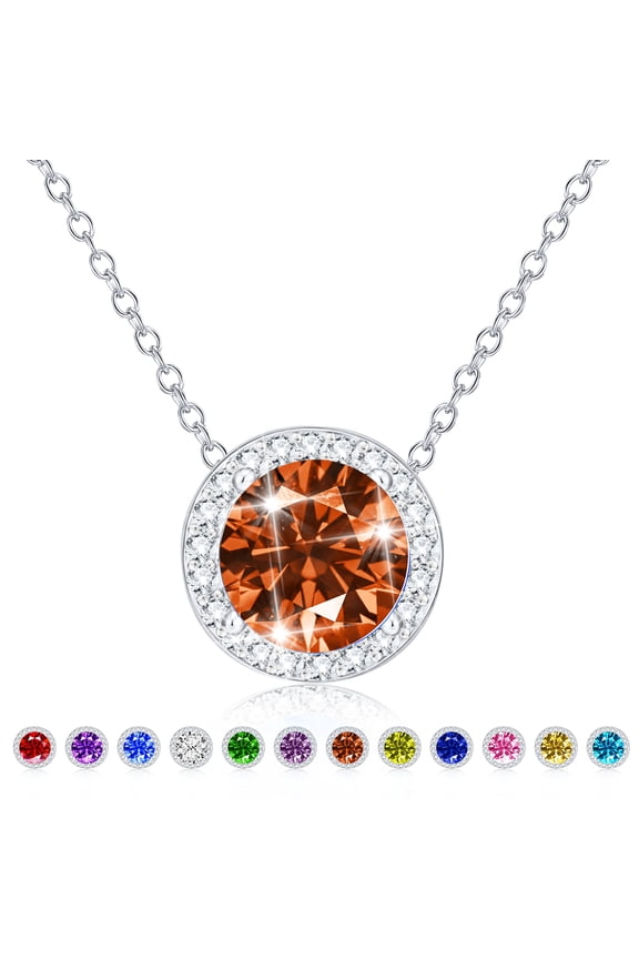 Round Necklaces for Women Girls CZ S925 Sterling Silver July Birthstone Pendant with Red Ruby Birthday Valentines Day Jewelry Gifts Teen Her Mom Adults Wife Lady Girlfriend Kids Ideas