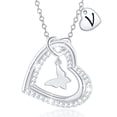 thumbnail image 1 of APSVO 18K White Gold Plated Love Heart Initial Butterfly Necklaces for Women Girls CZ S925 Sterling Silver Letter V Pendant Birthday Graduation Mother's Day Jewelry Gifts Ideas Mom Wife Teen Kids Age, 1 of 7
