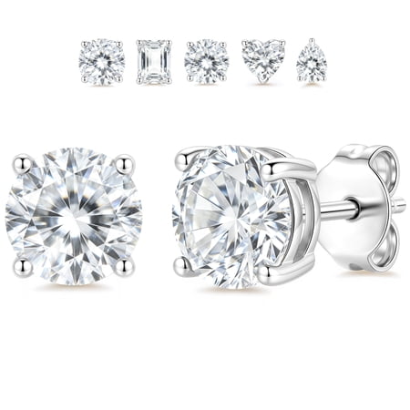 APSVO 18K White Gold Plated 0.5/1/2 CT Moissanite Stud Earrings for Women Men Hypoallergenic with S925 Sterling Silver Post Earrings Birthday Christmas Jewelry Gifts Teen Stocking Stuffers Adults