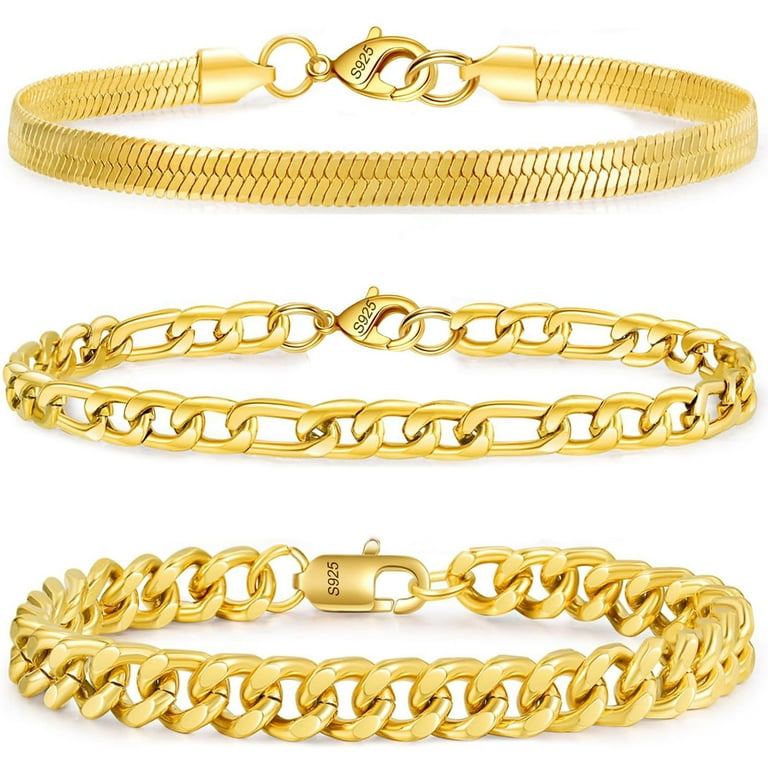 APSVO Pcs 18K Gold Plated Bracelets for Men Women Boys Charm