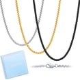 thumbnail image 1 of APSVO 3 Pcs Chain Necklace for Men Women 3mm Stainless Steel Silver Black Gold Box Chains Set Paired with Pendants Birthday Jewelry Gifts Ideas Dad Mom Teen Age 20" Inch, 1 of 5