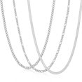 thumbnail image 1 of APSVO 3 Pcs Silver Plated Necklaces for Men Women Stainless Steel Cuban Figaro Herringbone Chains Set Birthday Christmas Jewelry Gifts Teen Boys Girls Stocking Stuffers Kids Ideas 20 Inch, 1 of 8