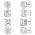 thumbnail image 1 of APSVO 4 Pairs 18K White Gold Plated Halo Stud Earrings for Women Men CZ Hypoallergenic with S925 Sterling Silver Post Earrings Set Birthday Christmas Jewelry Gifts Teen Stocking Stuffers Adults, 1 of 7