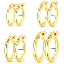 APSVO 4 Pairs 18K Gold Plated Hoop Earrings for Women Post Huggie Hypoallergenic Earrings Set for Multiple Piercing Birthday Valentines Day Jewelry Gifts Her Teen Mom Wife Adults Ideas 12/16/20/24MM