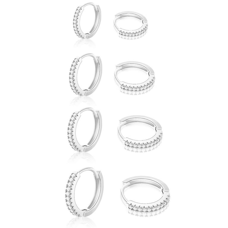 Pair of 316L Surgical Steel White CZ Dainty Hoop Earrings Pair of 316L Surgical Steel White CZ Dainty Hoop Earrings