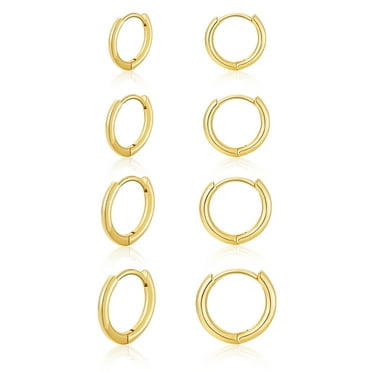 APSVO 4 Pairs Tiny Small Hoop Earrings for Women Gold Post Huggie Hypoallergenic Earrings Set for Multiple Piercing Dainty Cartilage Earrings Birthday Jewelry Gifts Ideas Mom Wife Girlfriend Age