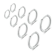 APSVO 4 Pairs Hoop Earrings for Women Small Huggie Cartilage S925 Sterling Silver Post Hypoallergenic Earrings Set for Multiple Piercing Birthday Graduation Jewelry Gifts Her Mom Teen