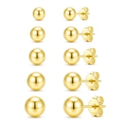5 Pairs 18K Gold Plated Ball Stud Earrings for Women Small Hypoallergenic Post Earrings Set Birthday Christmas Jewelry Gifts Teen Girls Stocking Stuffers Kids