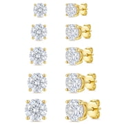 APSVO 5 Pairs 18K Gold Plated Stud Earrings for Women Hypoallergenic Post April Birthstone Earrings Set with CZ Crystal Birthday Christmas Jewelry Gifts Teen St