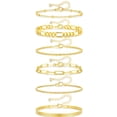 thumbnail image 1 of APSVO 6 Pcs 18K Gold Plated Bracelets for Women Box Satellite Figaro Paperclip Herringbone Rope Stackable Bracelet Set Birthday Graduation Mothers Day Jewelry Gifts Teen Her Mom Wife Ideas, 1 of 6