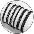 thumbnail image 1 of APSVO 6 Pcs Black Bracelets for Men Boys Women Stainless Steel Cuban Rope Paperclip Figaro Chain Bracelets Set Birthday Valentines Day Jewelry Gifts Teen Him Dad Male Kids Ideas 6.5/7/7.5/8.3/9 Inch, 1 of 8