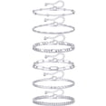 thumbnail image 1 of APSVO 6 Pcs 925 Silver Plated Ankle Bracelets for Women Cuban Figaro Paperclip Singapore Mirror Anklet Set Birthday Christmas Jewelry Gifts Teen Stocking Stuffers Adults, 1 of 6