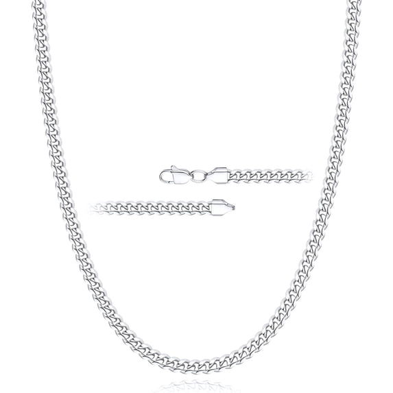 APSVO 925 Silver Plated Chains for Men Women 3mm/5mm/8mm Cuban Curb Link Necklace Fashion Stuff Birthday Christmas Jewelry Gifts Teen Boys Girls Stocking Stuffers Kids 16/18/20/22/24/26/28 Inch