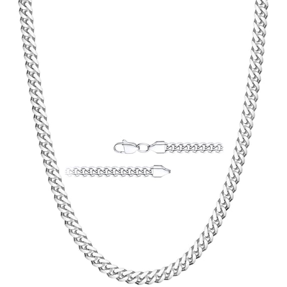 APSVO 925 Silver Plated Chains for Men Women 3mm/5mm/8mm Cuban Curb Link Necklace Fashion Stuff Birthday Christmas Jewelry Gifts Teen Boys Girls Stocking Stuffers Kids 16/18/20/22/24/26/28 Inch