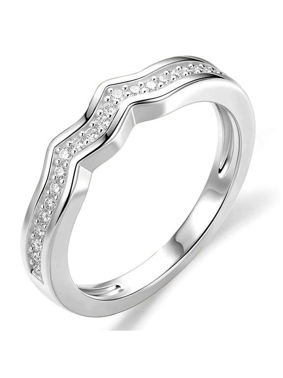 925 Silver Plated Crown Rings for Women CZ Eternity Promise Band Wedding Engagement Prom Birthday Christmas Jewelry Gifts Girlfriend Stocking Stuffers Adults Ideals