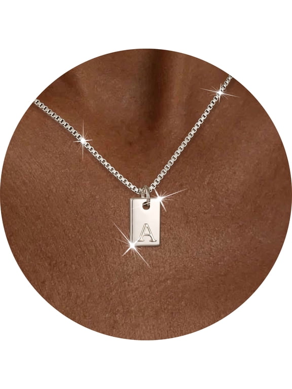 925 Silver Plated Initial Necklaces for Women Letter A Pendant Chain Birthday Christmas Jewelry Gifts Teen Girls Stocking Stuffers Kids Age Ideas