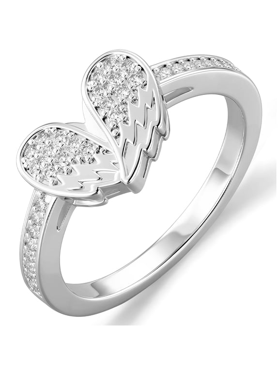 925 Silver Plated Love Heart Rings for Women Stackable CZ Eternity Promise Band Wedding Engagement Birthday Christmas Jewelry Gifts Girlfriend Stocking Stuffers Adults Ideas
