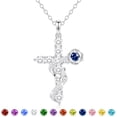 thumbnail image 1 of APSVO 925 Silver Plated Rose Cross Necklaces for Women September Birthstone Pendant with Blue Sapphire Birthday Christmas Jewelry Gifts Teen Girls Stocking Stuffers Kids, 1 of 8
