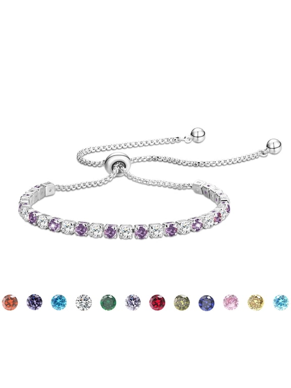 925 Silver Plated Tennis Bracelets for Women CZ June Birthstone Bracelets with Purple Alexandrite Birthday Christmas Jewelry Gifts Teen Girls Stocking Stuffers Kids