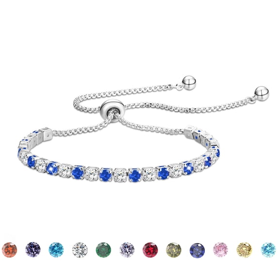 APSVO 925 Silver Plated Tennis Bracelets for Women CZ September Birthstone Bracelets with Blue Sapphire Birthday Christmas Jewelry Gifts Teen Girls Stocking Stuffers Kids