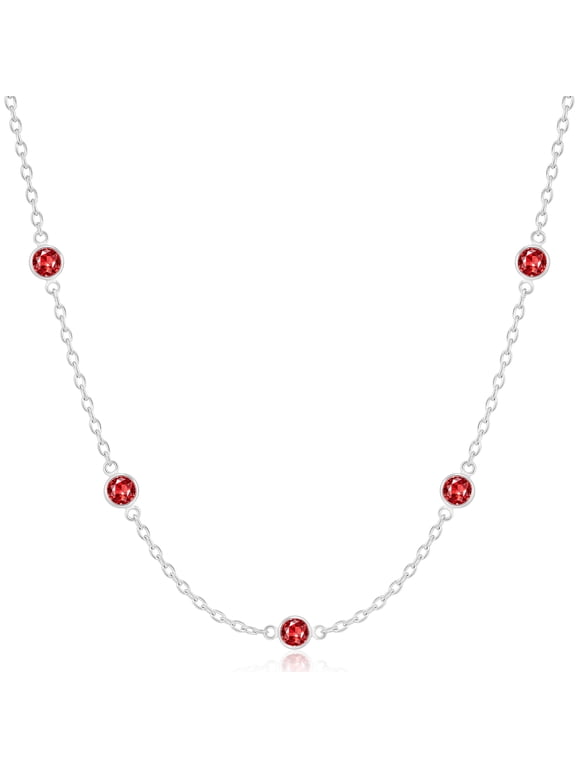 S925 Sterling Silver Plated Choker Necklaces for Women CZ January Birthstone Chain with Red Garnet Birthday Christmas Jewelry Gifts Teen Girls Stocking Stuffers Kids