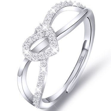 Bestyle 925 Sterling Silver Heart Rings for Women 1.5ct Diamond Halo ...