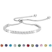 APSVO 18K White Gold Plated Tennis Bracelets for Women Girls CZ S925 Sterling Silver April Birthstone Bracelets with Crystal Birthday Christmas Jewelry Gifts Teen Mom Adult Stocking Stuffers Kids Age
