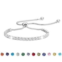 APSVO 18K White Gold Plated Tennis Bracelets for Women Girls CZ S925 Sterling Silver April Birthstone Bracelets with Crystal Birthday Valentines Day Jewelry Gifts Teen Her Wife Lady Adults Kids Ideas