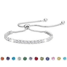 Sterling Silver Birthstone CZ Adjustable Bolo Bracelets Sterling Silver Birthstone CZ Adjustable Bolo Bracelets