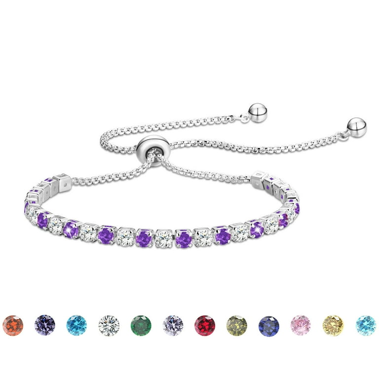 February Birthday Charm Purple Cubic Zirconia Sterling Silver February Birthday Charm Purple Cubic Zirconia Sterling Silver