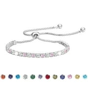 APSVO S925 Sterling Silver Plated Tennis Bracelets for Women Girls CZ October Birthstone Bracelets with Pink Tourmaline Birthday Graduation Jewelry Gifts Teen Her Mom Wife Kids Ideas