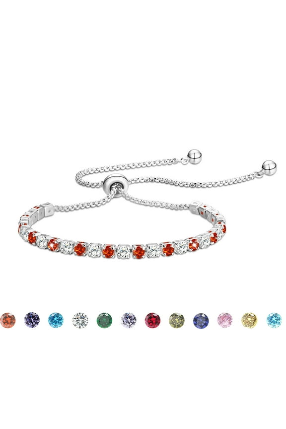 18K White Gold Plated Tennis Bracelets for Women Girls CZ S925 Sterling Silver July Birthstone Bracelets with Red Ruby Birthday Valentines Day Jewelry Gifts Teen Her Wife Adults Kids Ideas