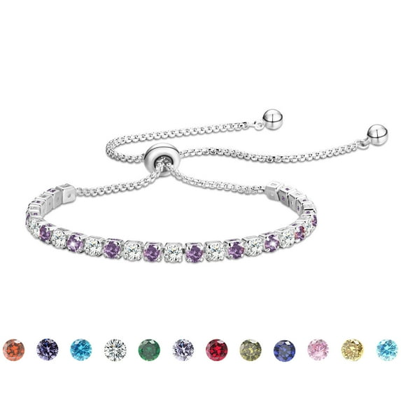 APSVO 18K White Gold Plated Tennis Bracelets for Women Girls CZ S925 Sterling Silver June Birthstone Bracelets with Purple Alexandrite Birthday Valentines Day Jewelry Gifts Teen Her Wife Kids Ideas