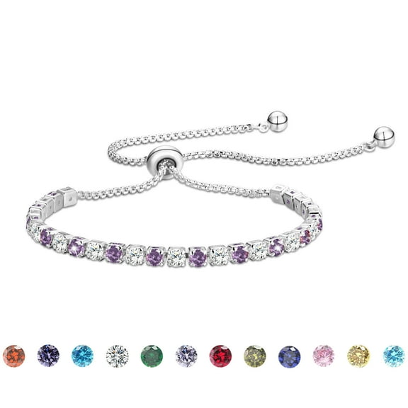 APSVO 18K White Gold Plated Tennis Bracelets for Women Girls CZ S925 Sterling Silver June Birthstone Bracelets with Purple Alexandrite Birthday Valentines Day Jewelry Gifts Teen Her Wife Kids Ideas