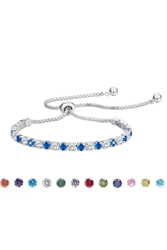 S925 Sterling Silver Plated Tennis Bracelets for Women Girls CZ March Birthstone Bracelets with Blue Aquamarine Birthday Graduation Jewelry Gifts Teen Her Mom Wife Adults Kids Ideas