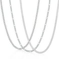 thumbnail image 1 of APSVO Birthday Christmas Jewelry Gifts for Men Women Teen Boys Girls Stocking Stuffers Kids 3 Pcs Silver Plated Necklaces Stainless Steel Cuban Figaro Herringbone Chains Set Ideas 24 Inch, 1 of 8