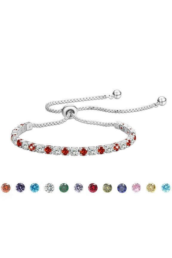 S925 Sterling Silver Plated Tennis Bracelets for Women Girls CZ January Birthstone Bracelets with Red Garnet Birthday Easter Basket Stuffers Jewelry Gifts Teen Her Wife Adults Kids Ideas