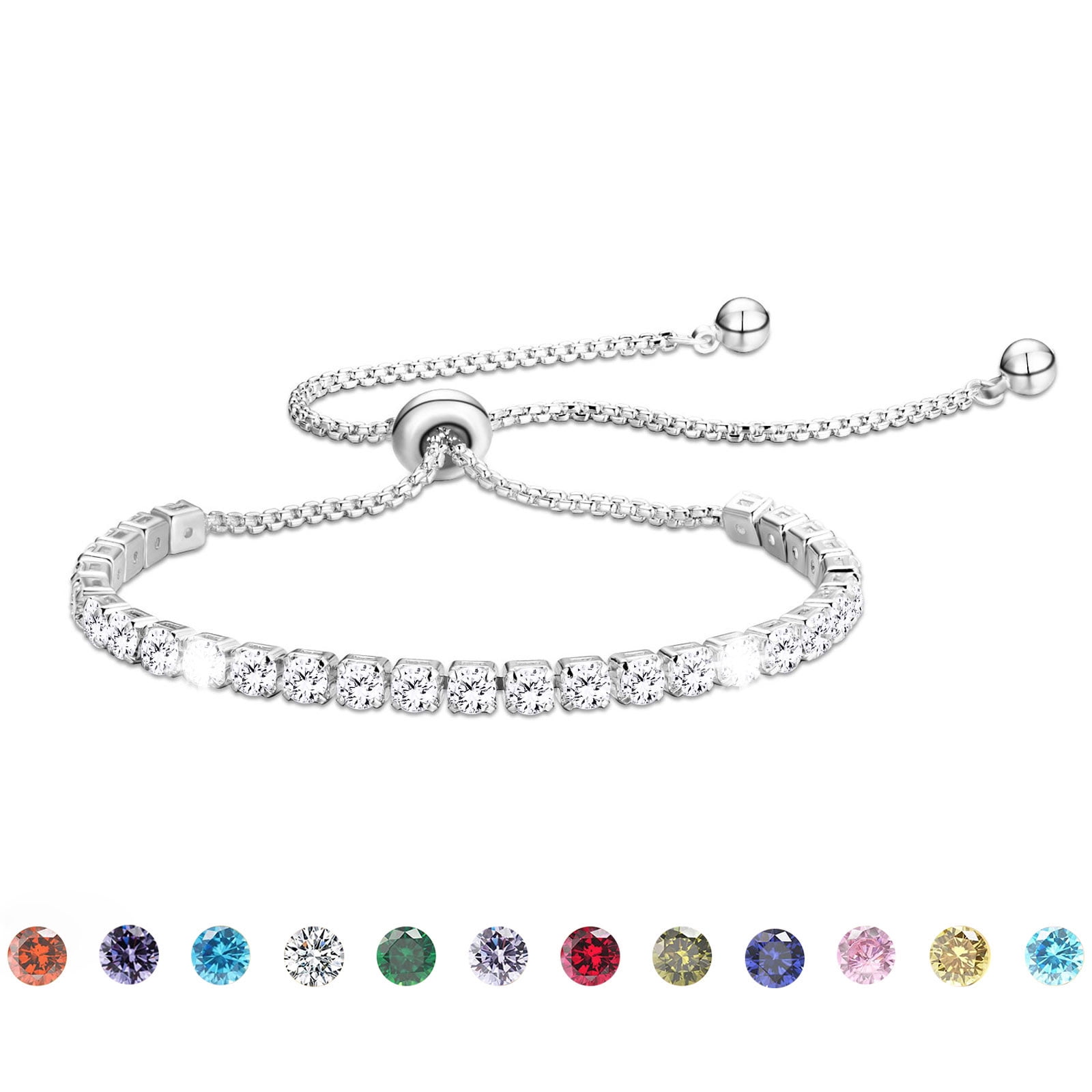 APSVO Ajustable 6-10 Inch White Gold Eternity Tenn