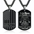 thumbnail image 1 of APSVO Black Dog Tag Necklaces for Men Boys to My Son Gifts from Dad American Flag Pendant Chain Catholic Christian Religious Birthday Valentines Day Jewelry Gifts Teen Him Tween Kids Age Ideas, 1 of 5