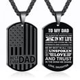 thumbnail image 1 of APSVO Black Dog Tag Necklaces for Men to My Dad Gifts from Daughter American Flag Pendant Chain Christian Religious Birthday Valentines Day Jewelry Gifts Dad Him Godfather Adults Male Ideas, 1 of 5