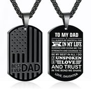 APSVO Black Dog Tag Necklaces for Men to My Dad Gifts from Daughter American Flag Pendant Chain Christian Religious Birthday Fathers Day Jewelry Gifts Dad Him G