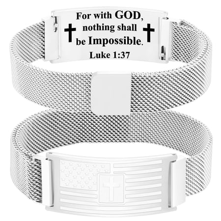 APSVO Silver American Flag Cross Bracelets for Men Boys Catholic Christian Religious Birthday Graduation Fathers Day Jewelry Gifts Teen Him Dad Tween Son Boyfriend Preteen Teen Adults Kids Age Ideas