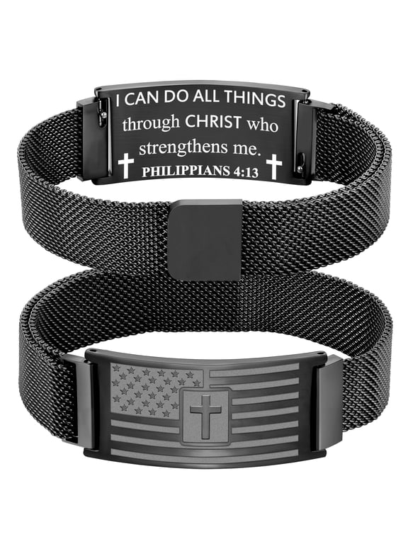 Black American Flag Cross Bracelets for Teen Boys Chain Catholic Christian Birthday Graduation Gifts for 6 7 8 9 10 11 12 13 14 15 16 17 Year Old Age Boys Teenage Preteen Kids Ideas