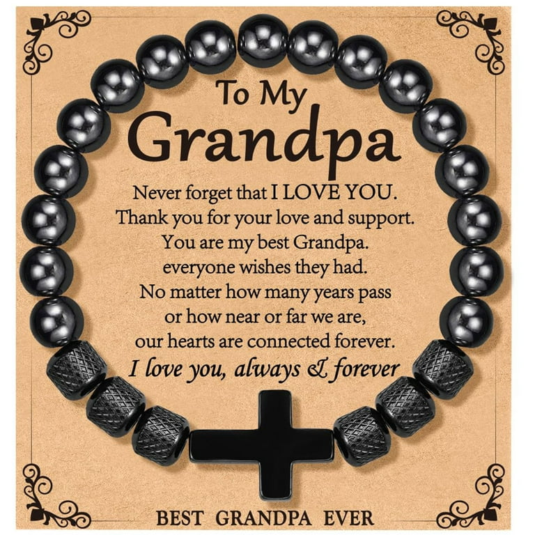 APSVO Black Cross Bracelets for Men Father Dad Grandpa Brother