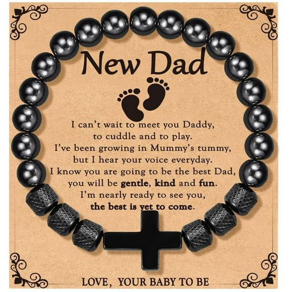 APSVO Black Cross Bracelets for Men Obsidian Beads Bracelet Birthday Catholic Christian Religious Easter Basket Stuffers Jewelry Gifts Him New Dad Brother Husband Boyfriend Male Adults